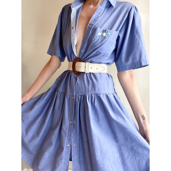 Vintage embroidered chambray dress - Picture 3 of 9